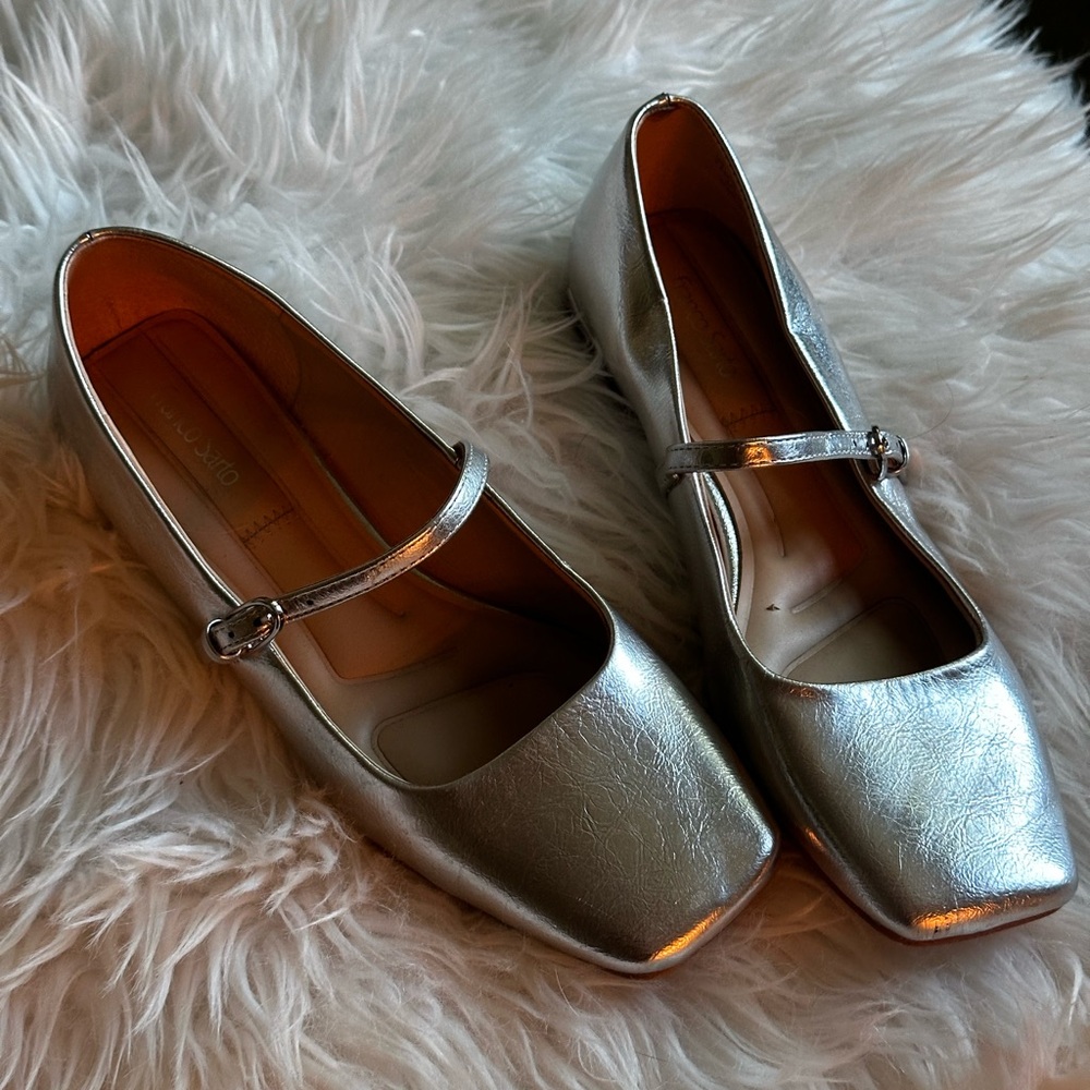Franco Sarto Flat Shoes Women Silver Polyurethane (PU) Tinsley Mary Jane Shoes